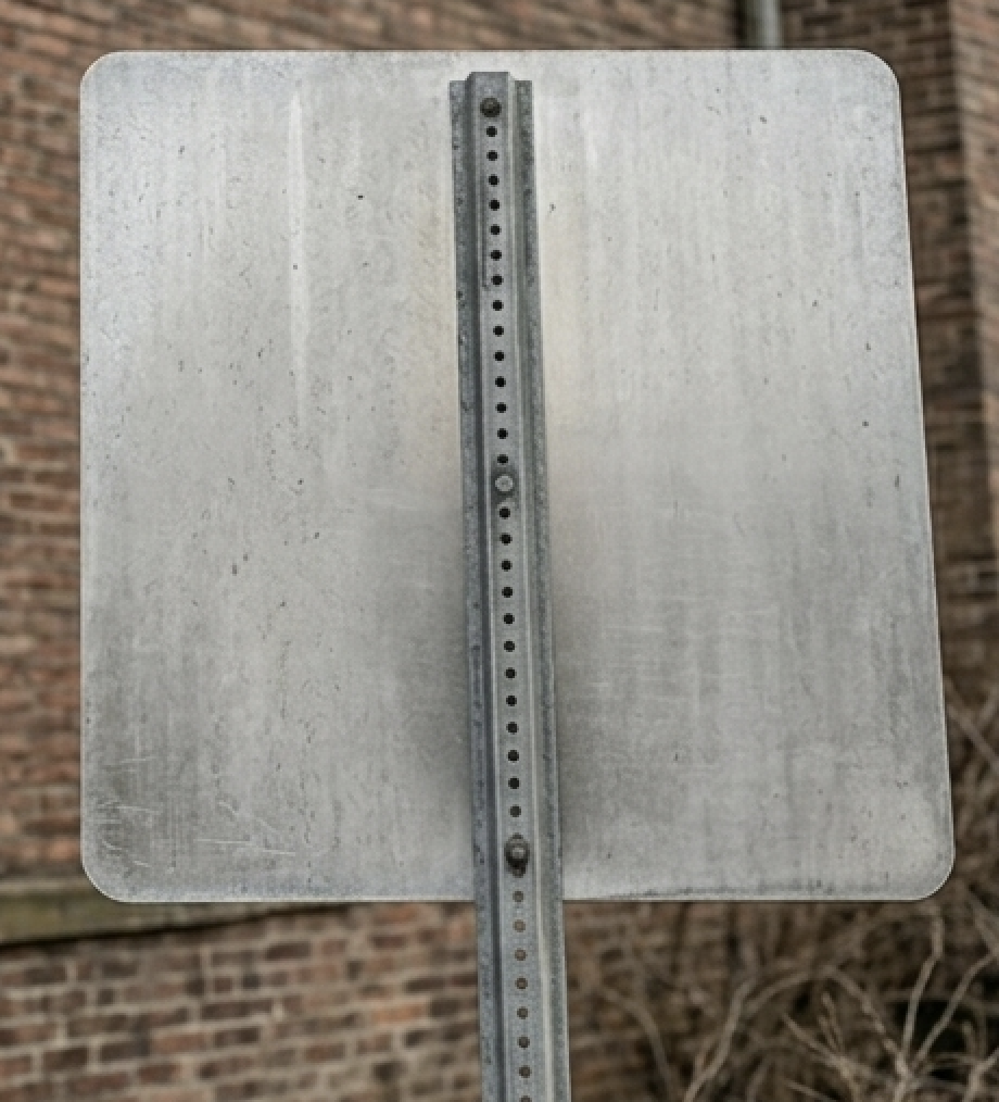 Same metal sign after laser cleaning — completely clean bare metal